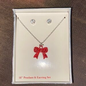 Macy's Red Bow Necklace and Earring Set